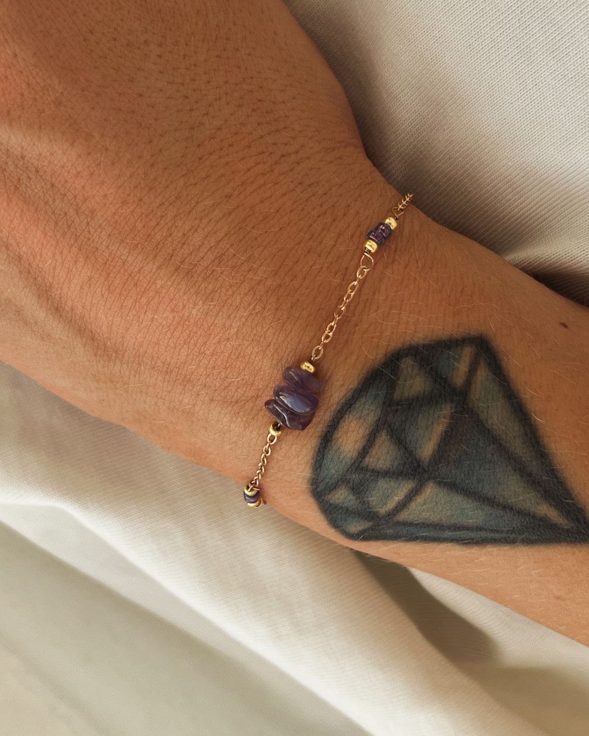 Armbånd - Ametyst forgylt sølv
